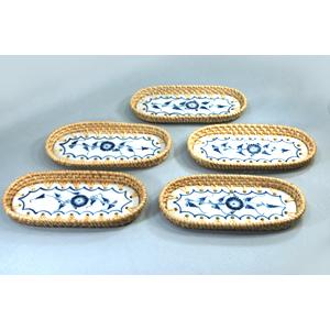 籐&陶器オシボリ置き OBNA-B(5個セット)