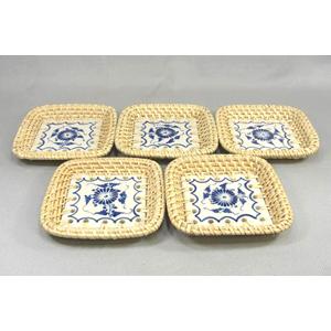 籐&陶器コースター SNA-B 5個セット