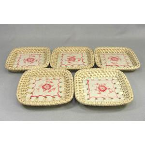 籐&陶器コースター SNA-R 5個セット