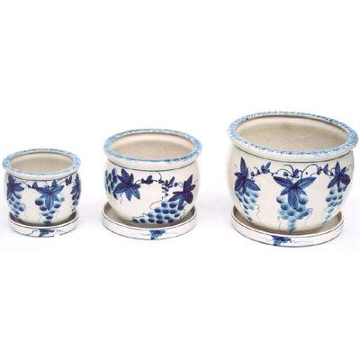 陶器 植木鉢 皿付 3点セット UH02/3DBB