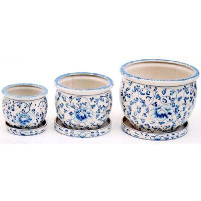 陶器 植木鉢 皿付 3点セット UH02/3DKB4