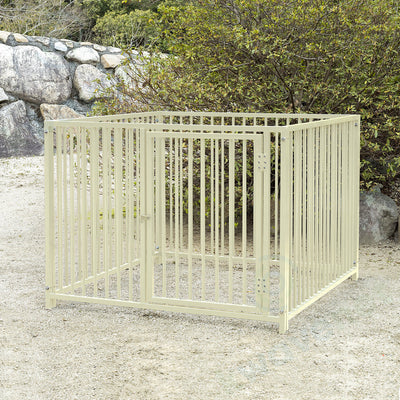 屋外用 犬用サークル・ケージ スチール製（アイボリー）パネル4枚/高さ900mm［代金引換：不可］