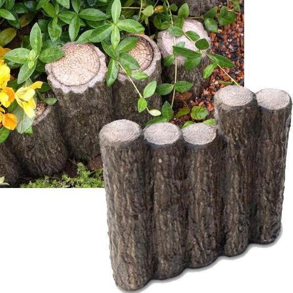 丸太風・段違五連 コンクリート花壇材 10個セット［代金引換：不可］