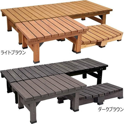 デッキ縁台 3点セット（180・90×58cm・ステップ）［代金引換：不可］