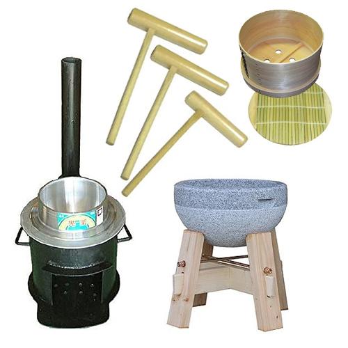 餅つき 石臼・杵・かまど・羽釜・和せいろセット［代金引換：不可］